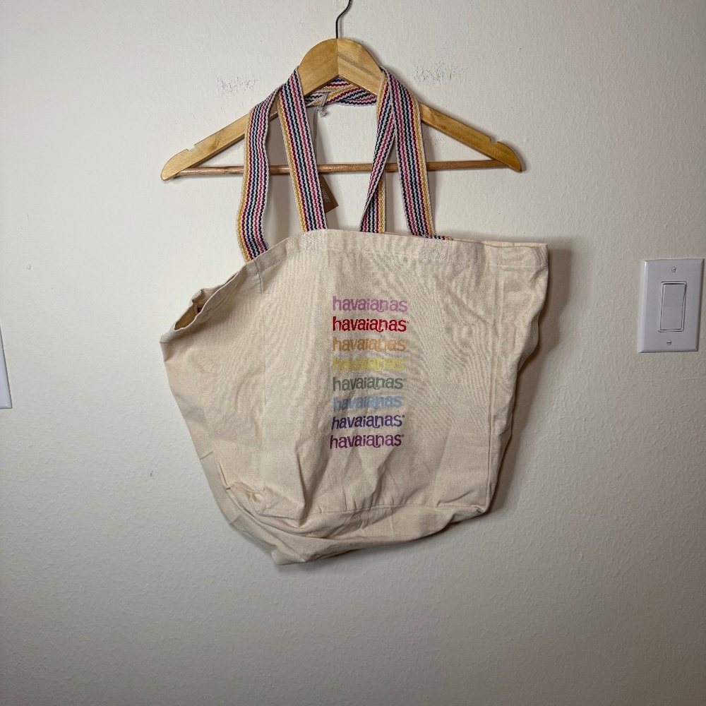 Havaianas Cotton Tote Bag Beige NWT Resort